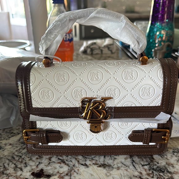 Brown and White Designer Handbag or Crossbody from Europe - Picture 1 of 13